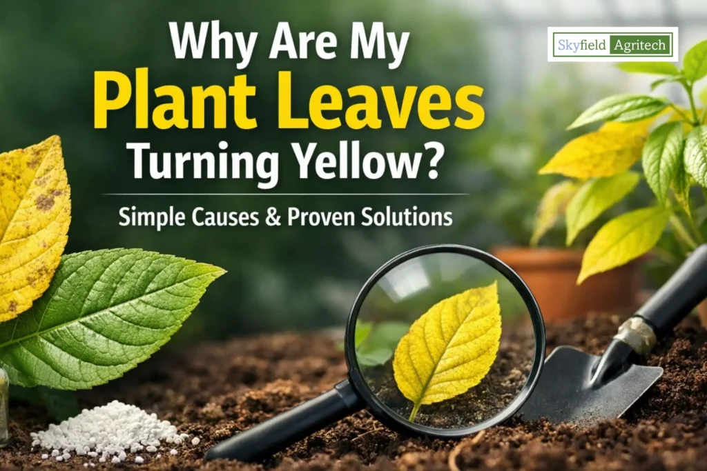 yellow leaves on plants showing nutrient deficiency symptoms with gardening tools – simple causes and proven solutions guide